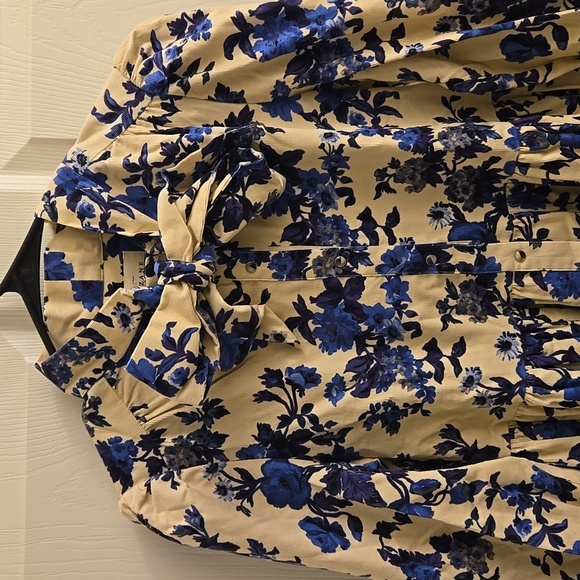 Sezane Soledad Floral Long Sleeve Dress - Blue and Cream - Picture 8 of 15